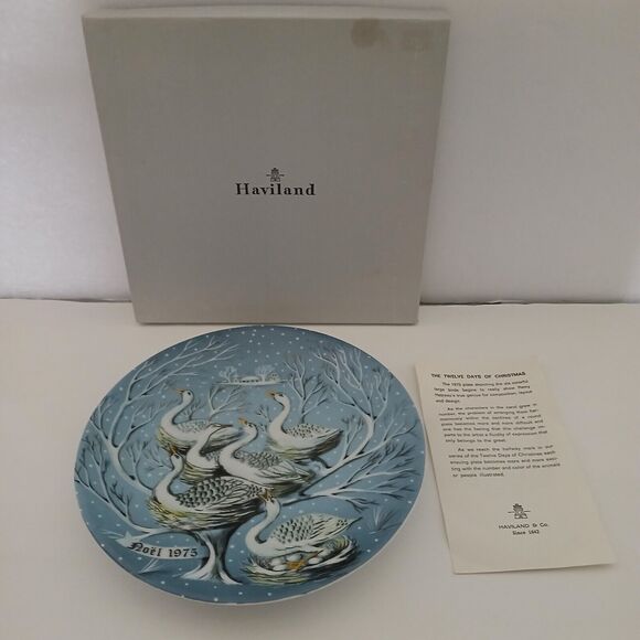 Haviland The 12 Days of Christmas 6 Geese a Laying Plate Original Box 8.25" - Picture 3 of 14